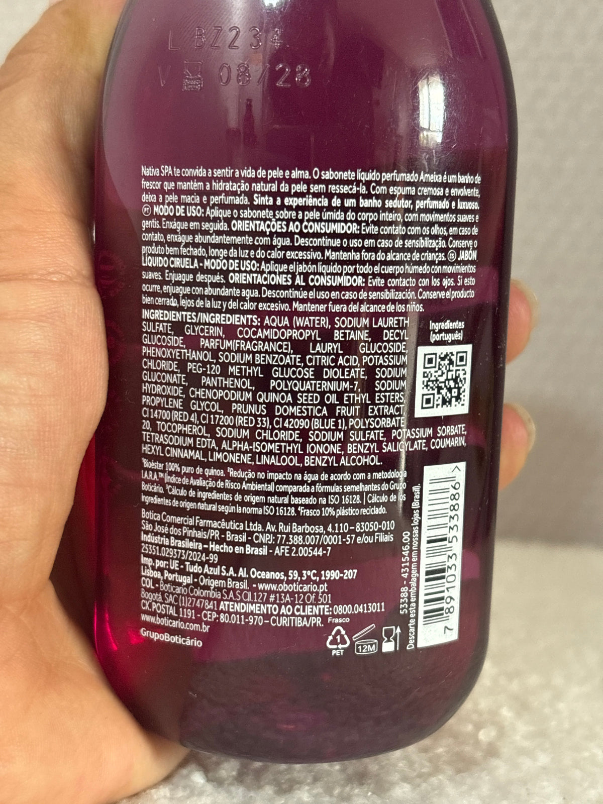 Gel douche parfumé Prune Nativa SPA 250ml